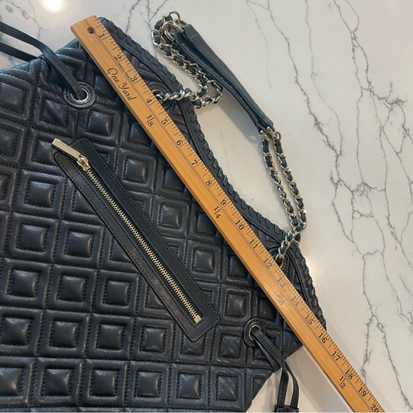 Tory Burch Diamond Quilted Black Slouchy Tote Bag - Picture 13 of 16